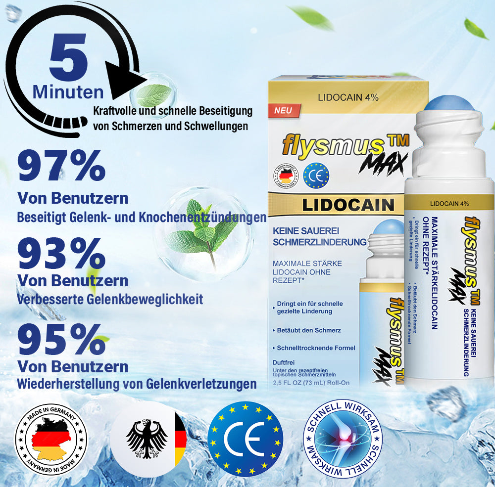 ✅Offizieller Shop: flysmus™ Lidocain Sofortige Schmerzlinderung Heilende Flüssigkeit👨⚕️(BfArM) zertifiziert(Lindert Gelenkschmerzen, Schwellungen, Steifheit, Rötung, Wärme, Muskelkater und Gelenkermüdung)