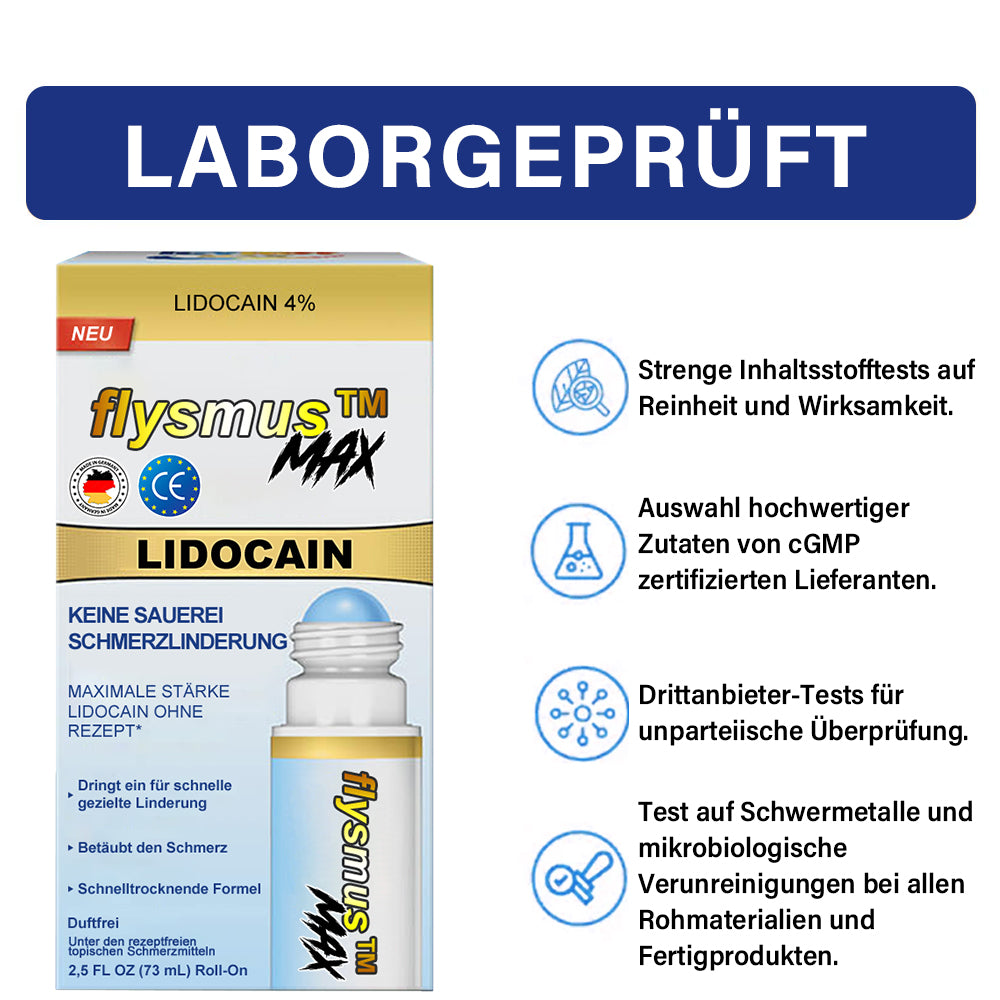✅Offizieller Shop: flysmus™ Lidocain Sofortige Schmerzlinderung Heilende Flüssigkeit👨⚕️(BfArM) zertifiziert(Lindert Gelenkschmerzen, Schwellungen, Steifheit, Rötung, Wärme, Muskelkater und Gelenkermüdung)