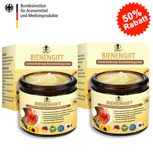 ✅ Offizieller Shop: flysmus™ Bienengift-Schmerzlinderungs Knochenheilungs Creme 👨⚕️(BfArM) zertifiziert(Reduzierung von Gelenkschwellungen, Schmerzen, Steifheit, Rötungen, Wärme, Muskelkater und Gelenkmüdigkeit)