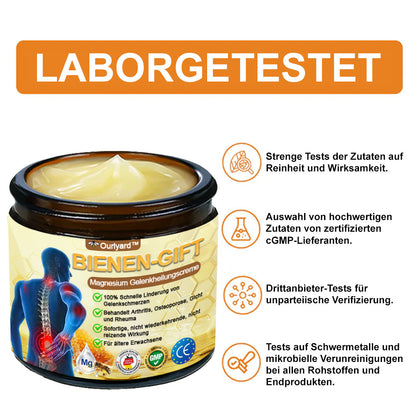 💧🐝Ourlyard™ Bienengift-Magnesium-Gelenkheilungcream👨‍⚕️(BfArM) zertifiziert(Lindert Nervenschäden, Muskelkrämpfe, Zuckungen und schlechte Knochengesundheit)