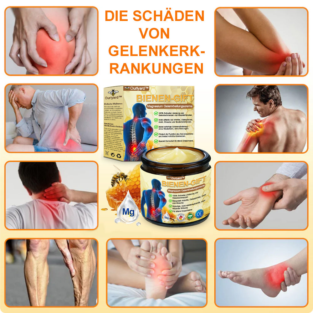 💧🐝Ourlyard™ Bienengift-Magnesium-Gelenkheilungcream👨‍⚕️(BfArM) zertifiziert(Lindert Nervenschäden, Muskelkrämpfe, Zuckungen und schlechte Knochengesundheit)