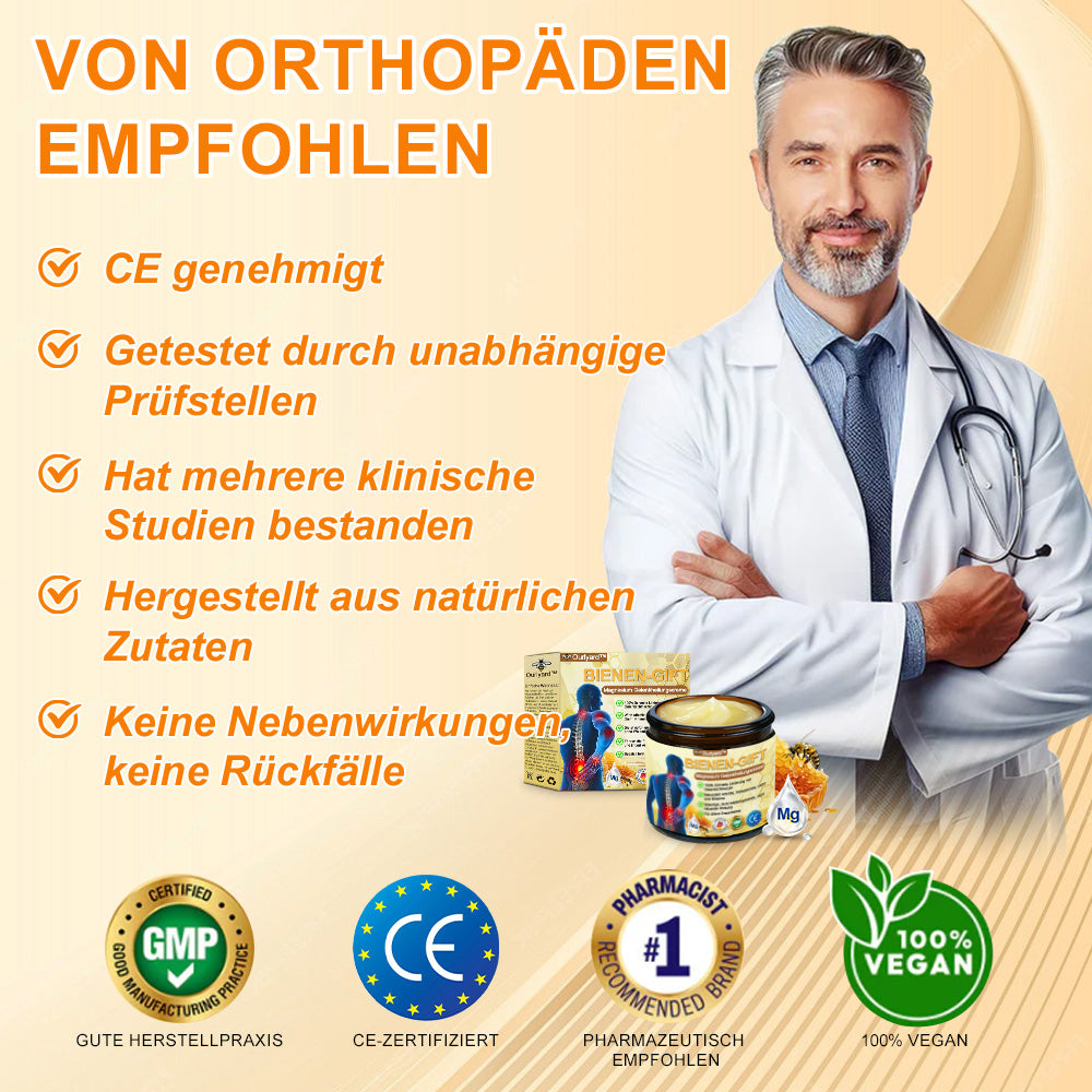 💧🐝Ourlyard™ Bienengift-Magnesium-Gelenkheilungcream👨‍⚕️(BfArM) zertifiziert(Lindert Nervenschäden, Muskelkrämpfe, Zuckungen und schlechte Knochengesundheit)